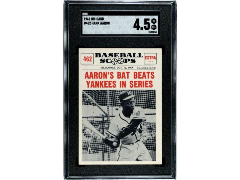 Picture of Athlon CTBL-037816 Major League Baseball Milwaukee Braves Hank Aaron 1961 NU-Card Scoops Baseball Card - No.462 - SGC Graded 4.5 VG-EX Plus
