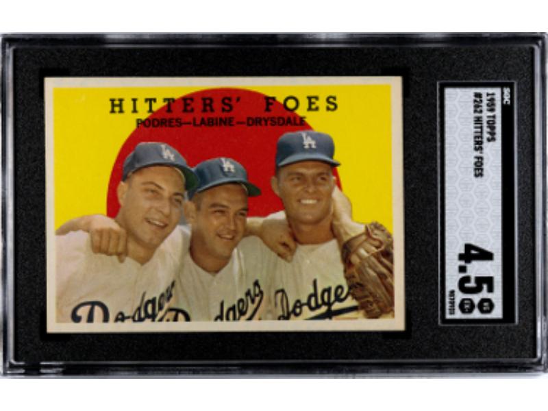 Picture of Athlon CTBL-037830 Johnny Podres & Don Drysdale 1959 Topps Hitters Foes Card - No.262 - SGC Graded 4.5 VG-EX Plus with Clem Labine