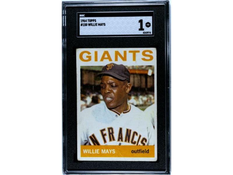CTBL-037885 Major League Baseball San Francisco Giants Willie Mays 1964 Topps Baseball Card - No.150 - SGC Graded 1 Poor