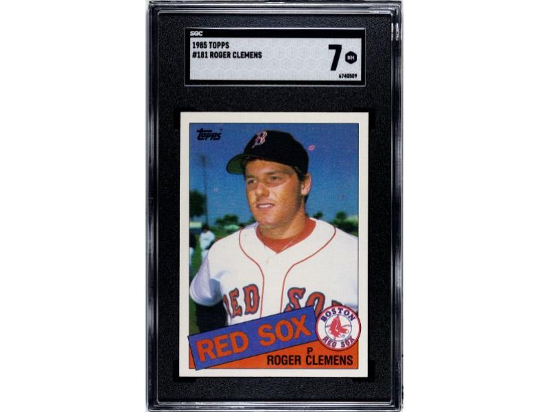 CTBL-037870 Major League Baseball Boston Red Sox Roger Clemens 1985 Topps Baseball Rookie Card - No.181 - SGC Graded 7 NM