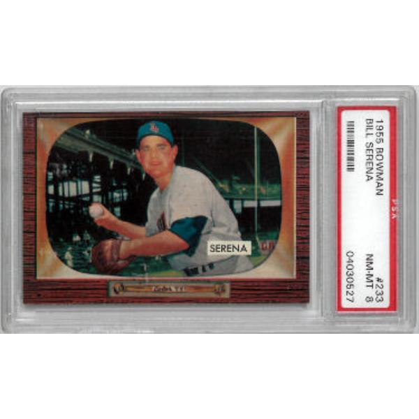 CTBL-037965 Bill Serena 1955 Bowman Baseball Card with No.233 - PSA Graded 8 NM-MT Rare Grade - Chicago White Sox
