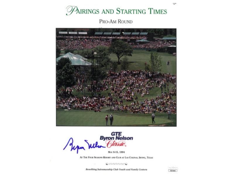 CTBL-037999 Byron Nelson Signed 1994 Byron Nelson Golf Classic Pro-Am Round Pairings & Starting Times - JSA No.EE63400