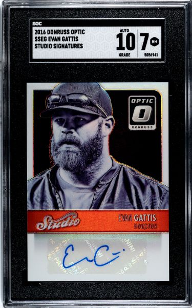 CTBL-037906 Evan Gattis Signed 2016 Donruss Optic Studio Signatures Card with No.SSEG- SGC Graded 7 NM & 10 Autograph - Houston Astros