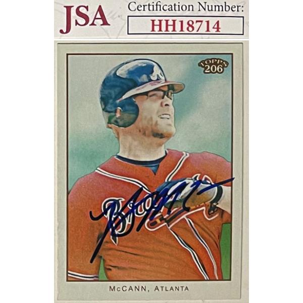 CTBL-037955 Brian McCann Signed 2009 Topps 206 Baseball Card with Auto No.156 - JSA No.HH18714 - Atlanta Braves