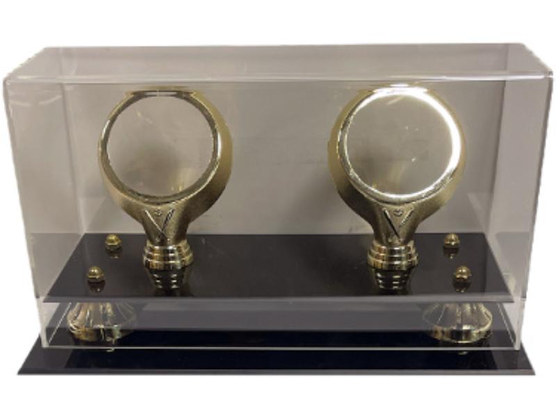 CTBL-RI3177 Baseball 2-Ball Gold Ring Display Case