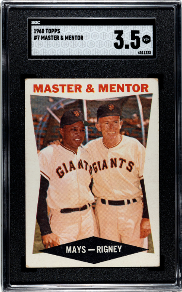 CTBL-038117 Willie Mays & Bill Rigney 1960 Topps Master & Mentor Baseball Card - No.7 SGC Graded 3.5 VG Plus - San Francisco Giants