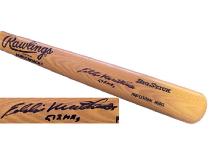 Picture of Athlon CTBL-038074 Eddie & ED Mathews Signed Rawlings Big Stick Pro Model Bat with 512 HRS - Beckett Rev - Braves & HOF