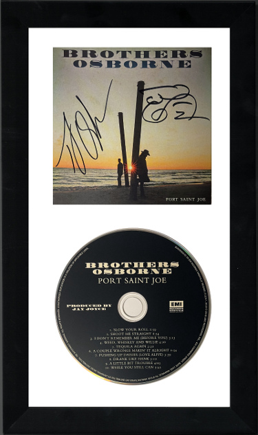 Picture of Athlon CTBL-F38043 Brothers Osborne Signed 2018 Port Saint Joe Booklet Cover with CD 6.5 x 12 in. Custom Framing - 2 Sig