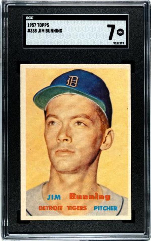 CTBL-038123 Jim Bunning 1957 Topps Baseball Rookie Card - No.338 SGC Graded 7 NM - Detroit Tigers & HOF -  Athlon, CTBL_038123