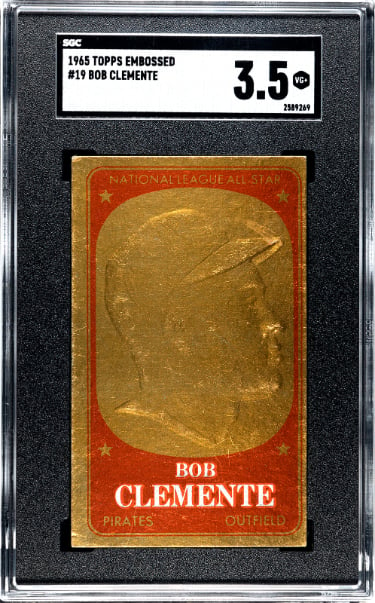 CTBL-038058 Roberto Clemente 1965 Topps Embossed Baseball Card - No.19 SGC Graded 3.5 VG Plus - Pittsburgh Pirates & HOF -  Athlon, CTBL_038058