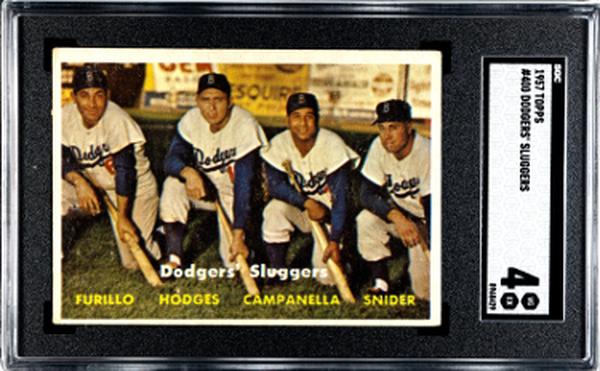 CTBL-038076 Roy Campanella, Duke Snider & Gil Hodges 1957 Topps Dodgers Sluggers Card - No.400 SGC Graded 4 VG-EX - with Carl Furillo -  Athlon, CTBL_038076