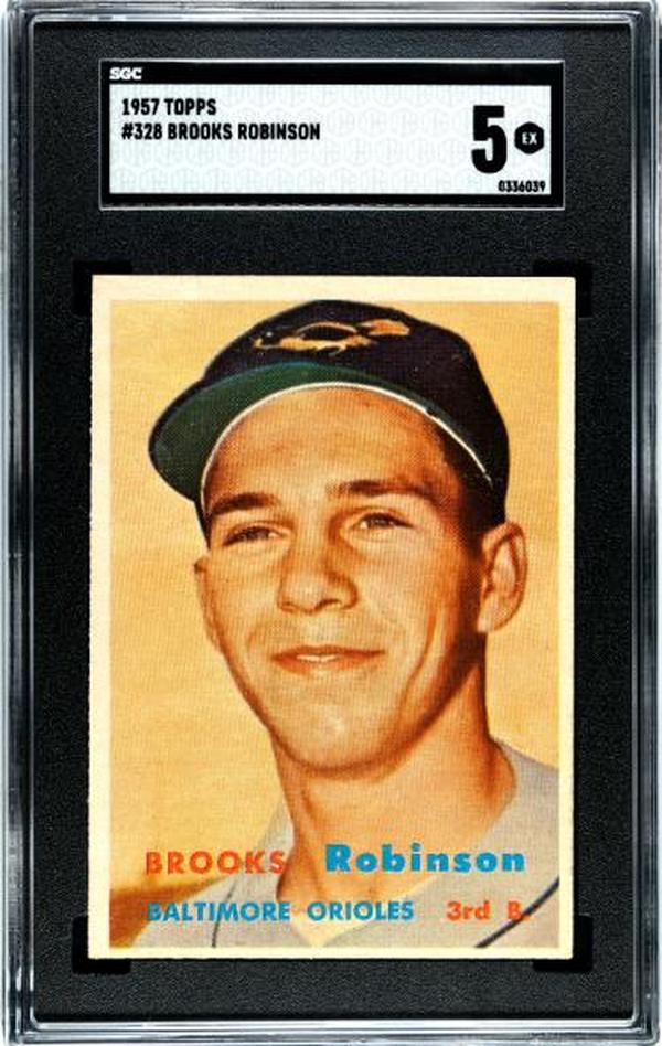 CTBL-038124 Brooks Robinson 1957 Topps Baseball Rookie Card - No.328 SGC Graded 5 EX - Baltimore Orioles & HOF -  Athlon, CTBL_038124