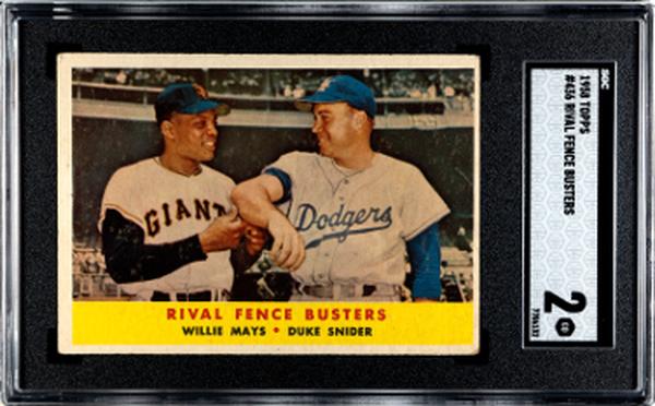 CTBL-038047 Willie Mays & Duke Snider 1958 Topps Rival Fence Busters Baseball Card - No.436 SGC Graded 2 Good -  Athlon, CTBL_038047