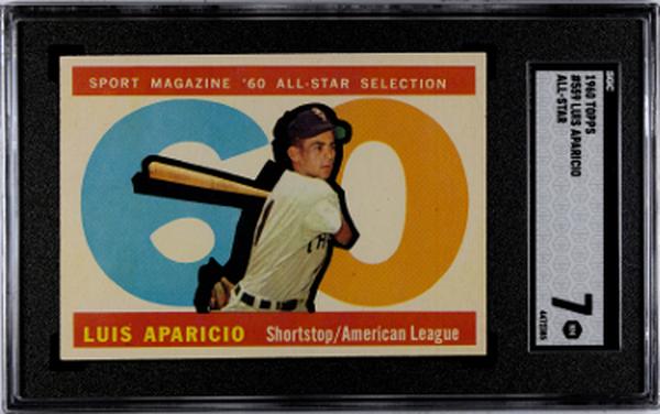 CTBL-038399 Luis Aparicio 1960 Topps All-Star Baseball Card - No.559 SGC Graded 7 NM - Chicago White Sox & HOF