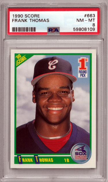 CTBL-038481 Frank Thomas 1990 Score Baseball Rookie Card - No.663 PSA Graded 8 NM-MT - Chicago White Sox & HOF
