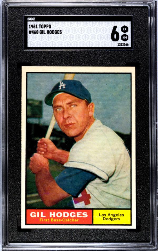 CTBL-038407 Gil Hodges 1961 Topps Baseball Card - No.460 SGC Graded 6 EX-NM - Los Angeles Dodgers & HOF