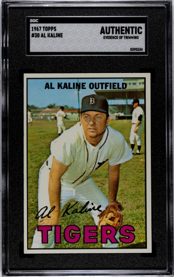 CTBL-038448 Al Kaline 1967 Topps Baseball Card - No.30 SGC Slabbed Authentic - Evidence of Trimming, Detroit Tigers & HOF