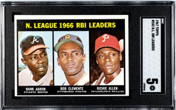 CTBL-038403 1967 Topps NL RBI Leaders Card - No.242 Hank Aaron & Bob Clemente SGC Graded 5 EX - with Richie Allen -  RDB Holdings & Consulting, CTBL_038403