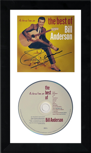 CTBL-F38239 Bill Anderson Signed 2022 The Best of Bill Anderson As Far As I Can See Booklet Cover with CD 6.5 x 12 in. Custom Framing