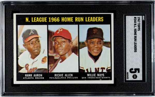 CTBL-038393 1967 Topps Nl Home Run Leaders Card - No.244 Hank Aaron & Willie Mays SGC Graded 5 EX - with Richie Allen -  RDB Holdings & Consulting, CTBL_038393