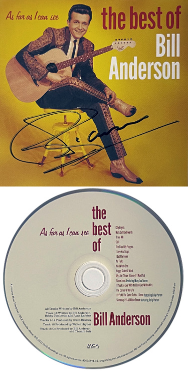 CTBL-038239 Bill Anderson Signed 2022 The Best of Bill Anderson As Far As I Can See Booklet Cover with CD & Case