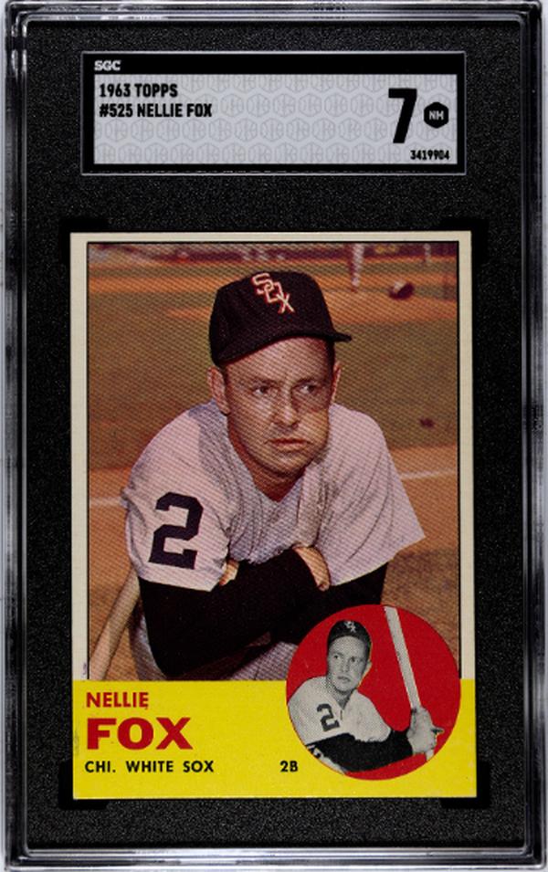 CTBL-038251 Nellie Fox 1963 Topps Baseball Card - No.525 SGC Graded 7 NM - Centered, Chicago White Sox & HOF