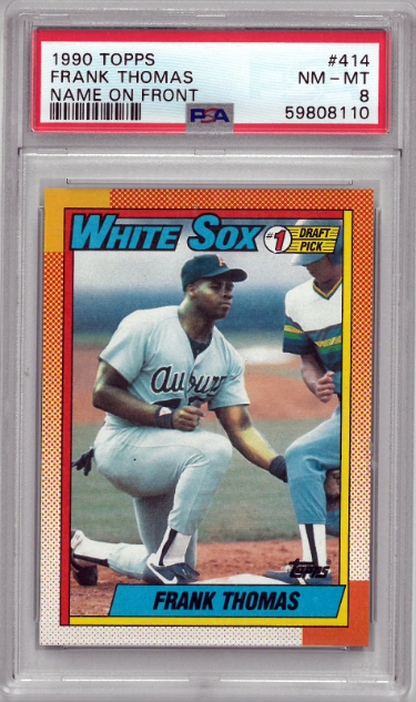 CTBL-038483 Frank Thomas 1990 Topps Baseball Rookie Card - No.414 Name On Front PSA Graded 8 NM-MT - Chicago White Sox & HOF