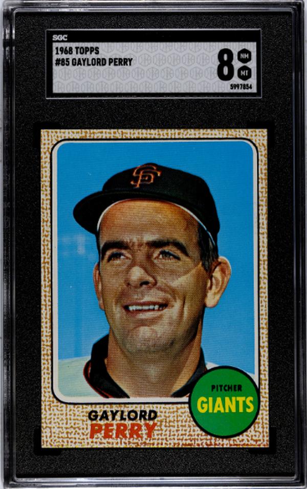 CTBL-038402 Gaylord Perry 1968 Topps Baseball Card - No.85 SGC Graded 8 NM-MT - San Francisco Giants & HOF