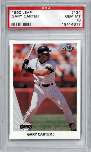 CTBL-038515 Gary Carter 1990 Leaf Baseball Card - No.134 PSA Graded 10 Gem Mint - San Francisco Giants & HOF