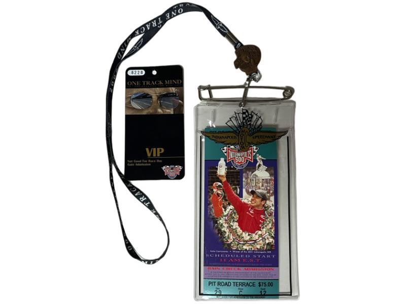CTBL-031224 2002 Indy & Indianapolis 500 Pit Road Terrace Ticket Stub, Vip Pass, Lanyard & Pin - Helio Castroneves