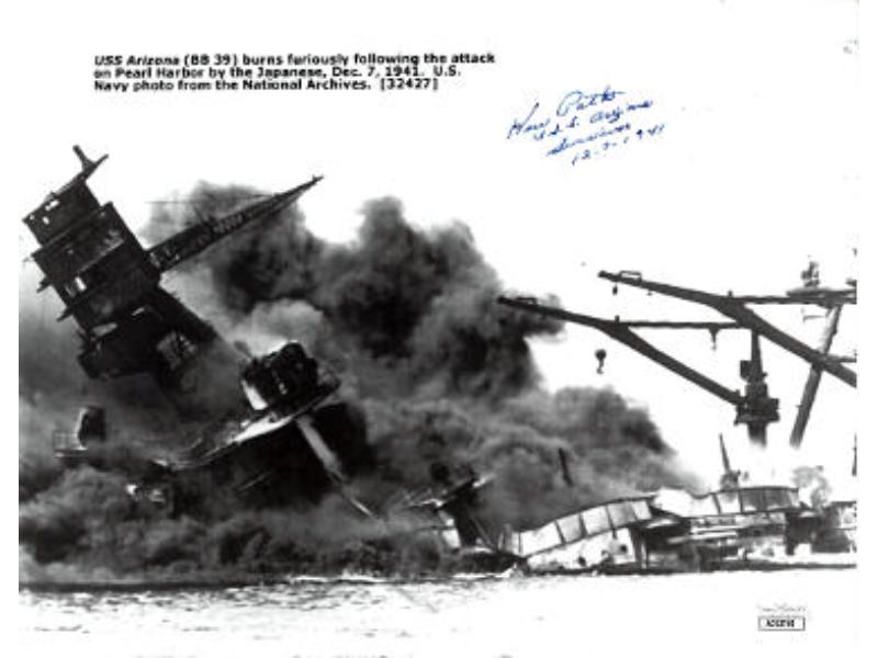 CTBL-034090 Kenneth Potts Signed WWII Pearl Harbor Vintage B&W 8 x 10 in. Photo - JSA No.AC92745- USS Arizona Survivor 12-7-1941