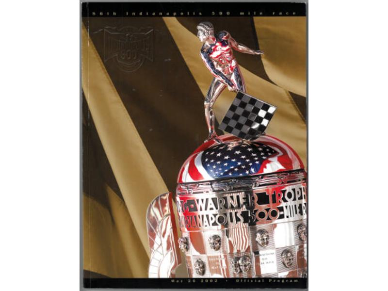 CTBL-031223 2002 Indy 500 & Indianapolis 500 Motor Speedway Official Program & Sleeved - 86th, Helio Castroneves & Marlboro