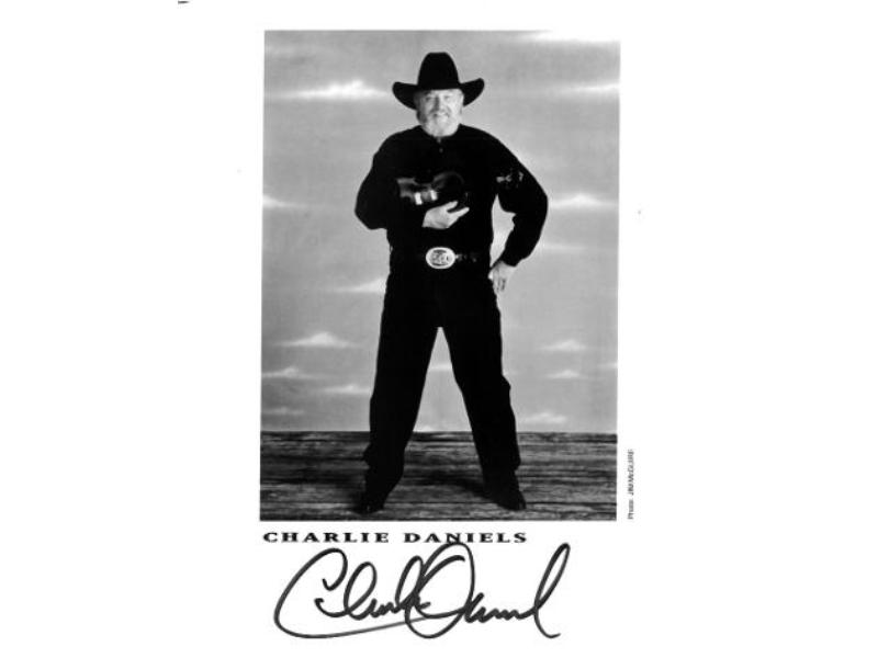 CTBL-038559 Charlie Daniels Signed B & W Promo Imperfect 8 x 10 in. Photo - Country & Southern Rock Legend