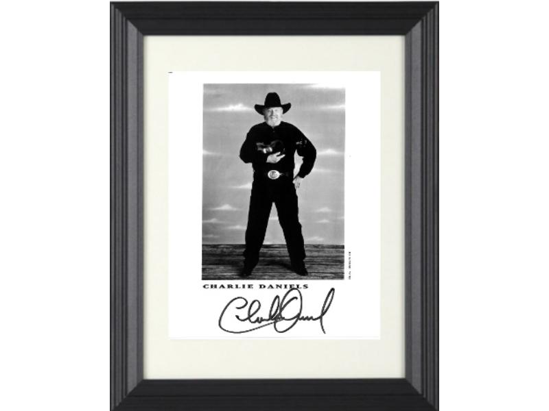 CTBL-F38557 Charlie Daniels Signed B & W Promo Custom Framing 8 x 10 in. Photo - Country & Southern Rock Legend