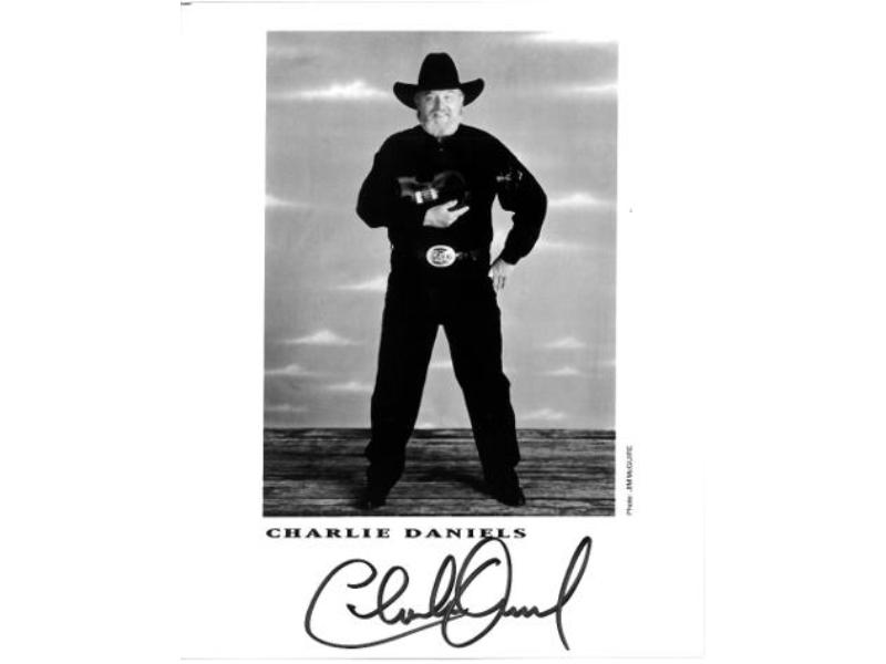 CTBL-038557 Charlie Daniels Signed B & W Promo 8 x 10 in. Photo - Country & Southern Rock Legend
