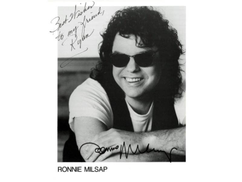 CTBL-038566 Ronnie Milsap Signed B&W Promo to My Friend Ryan 8 x 10 in. Photo