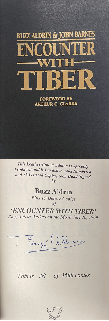 CTBL-033362 No.149 Buzz Aldrin Signed Encounter with Tiber Flat Signed Press Leather Book - 1500 Apollo 11 Beckett Review