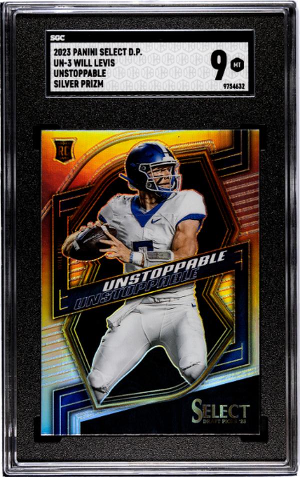 CTBL-038650 NFL Will Levis 2023 Panini Select Draft Picks Unstoppable Silver Prizm Rookie Card - No.UN-3 SGC Graded 9 Mint Kentucky & Titans