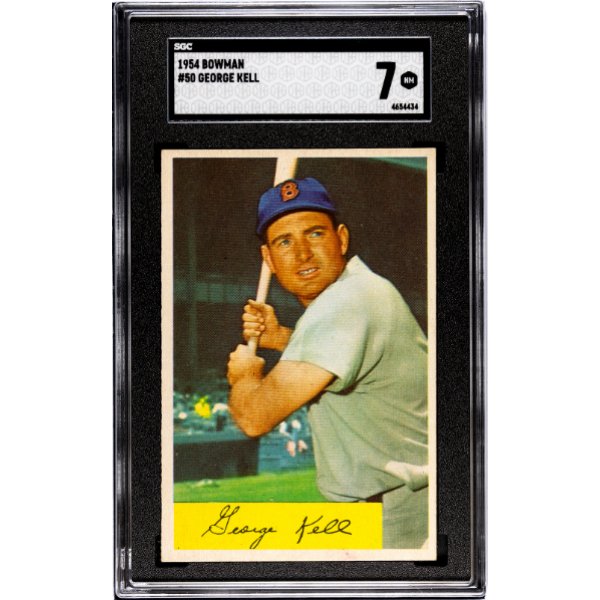 CTBL-038662 Boston Red Sox George Kell 1954 Bowman No.50 Baseball Card - SGC Graded 7 NM - HOF