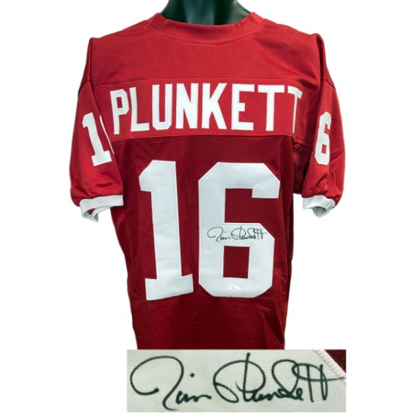 CTBL-038667 Jim Plunkett Signed Stanford Indians Red Custom Stitched College Football Jersey - JSA Witnessed No.W878767 Heisman - Extra Large