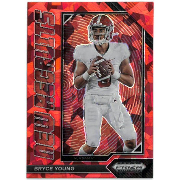 CTBL-038696 Bryce Young 2023 Panini Prizm Draft Picks Red Cracked Ice   Recruits No.NR-1 Football Rookie Card - Alabama & Panthers