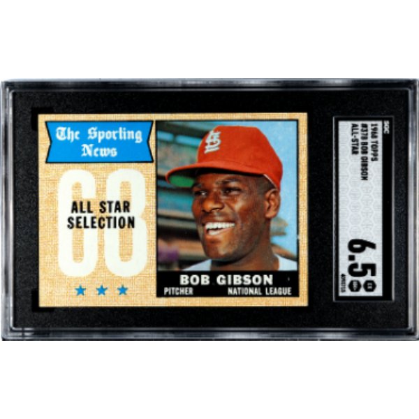 CTBL-038694 St. Louis Cardinals Bob Gibson 1968 Topps All-Star No.378 Baseball Card - SGC Graded 6.5 EX-NMPlus