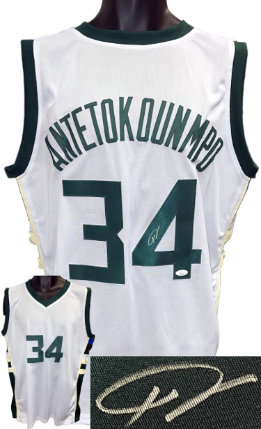 CTBL-038669 Giannis Antetokounmpo Signed Milwaukee Bucks White Custom Stitched Pro Style Basketball Jersey - JSA No.SS51300 Greek Freak - Extra Large