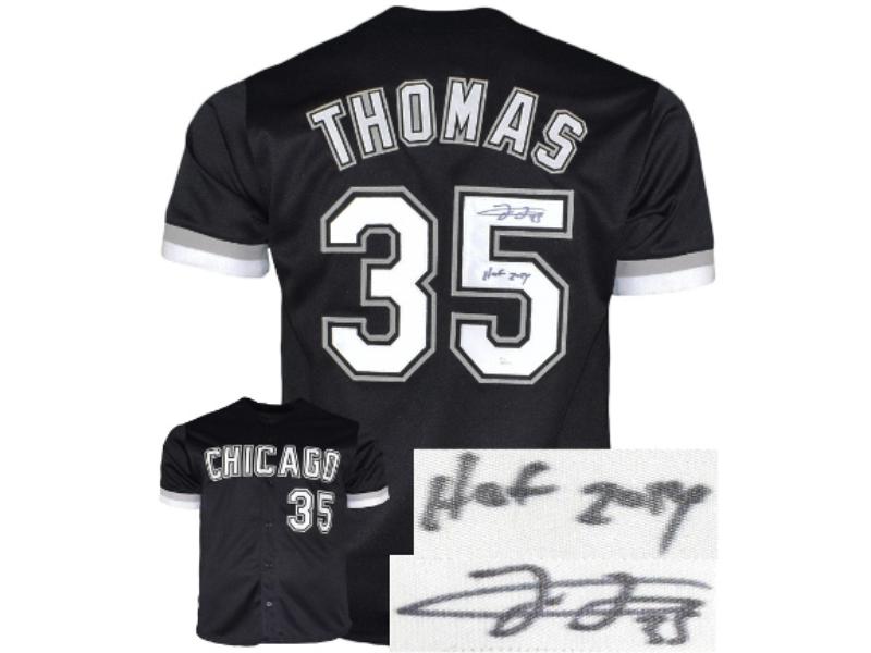 CTBL-038998 Frank Thomas Signed Chicago Stitched Pro Baseball Jersey HOF 2014 - JSA Witnessed - Black - XL