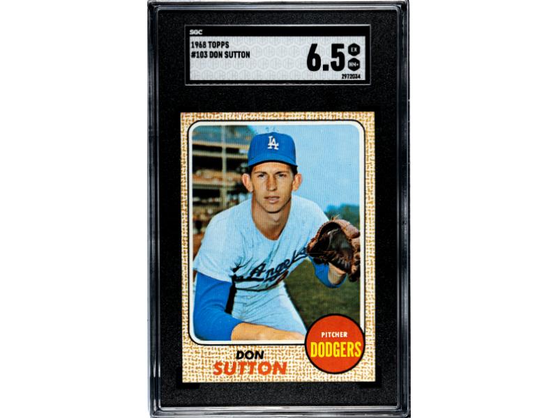 CTBL-038814 Don Sutton 1968 Topps Baseball Card No.103 - SGC Graded 6.5 EX-NM Plus - Los Angeles Dodgers & HOF