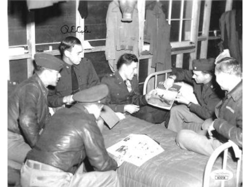 CTBL-034076 8 x 10 R.E. Richard Cole Signed Doolittle Raiders Bunkroom WWII Photo - JSA AC92734 - Jimmy Doolittle Co-Pilot
