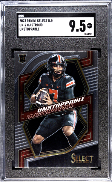 CTBL-039246 C.J. Stroud 2023 Panini Select Draft Picks Unstoppable Rookie Card No.UN-2-SGC Graded 9.5 Mint Plus - Ohio State & Texans