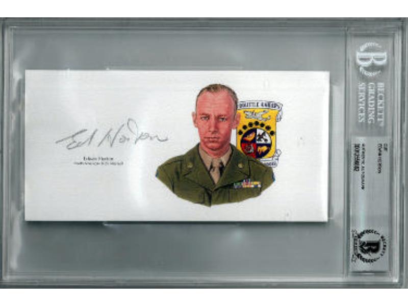 CTBL-039036 6.5 x 3.5 in. Edwin Horton Signed Cut Signature with Image - BAS & Beckett Encapsulated - WWII, Doolittle Raiders & B-25 Mitchell