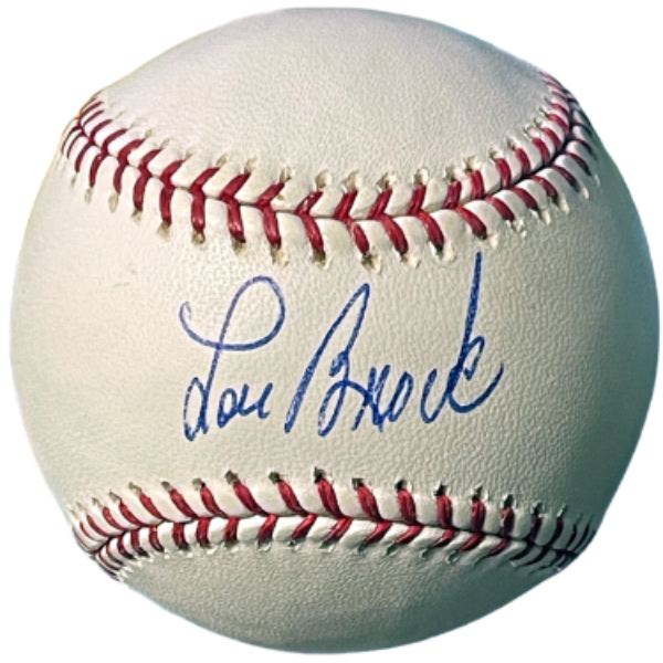 CTBL-039047 Lou Brock Signed Official Rawlings Major League Baseball - COA - St. Louis Cardinals & HOF