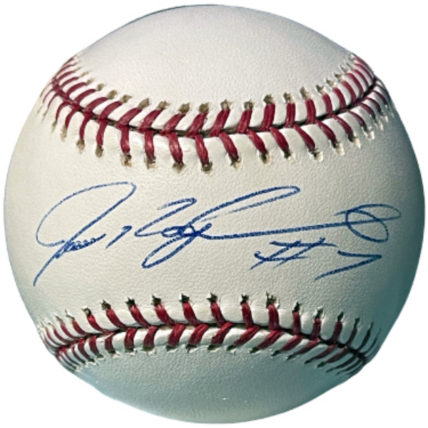 CTBL-039206 Ivan Rodriguez Signed Official Rawlings Major League Baseball No.7 - COA - Tigers, Rangers & Yankees